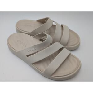 Crocs Getaway Strappy Sandals Womens 7 Cream Lightweight Comfort